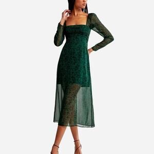 The A&F Emerson Chiffon Long-Sleeve Midi Dress